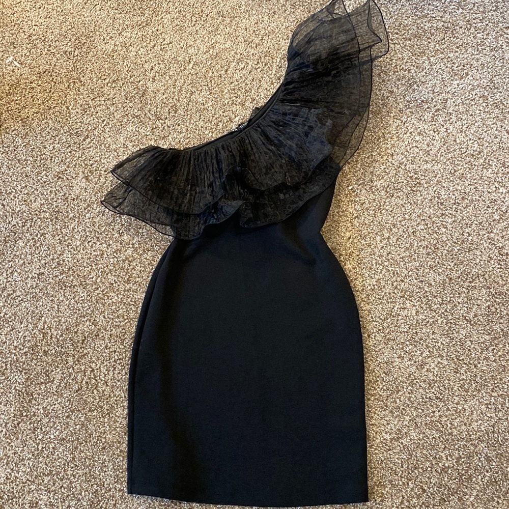 Zara Asymmetrical Ruffle One-Shoulder Mini Dress size M